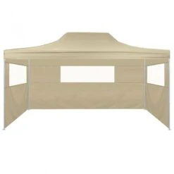 Gazebo Professionale Pieghevole Con 3 Pareti 3x4m Acciaio Crema -Garden Home gazebo professionale pieghevole con 3 pareti 3x4m acciaio crema 1