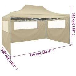 Gazebo Professionale Pieghevole Con 3 Pareti 3x4m Acciaio Crema -Garden Home gazebo professionale pieghevole con 3 pareti 3x4m acciaio crema 7
