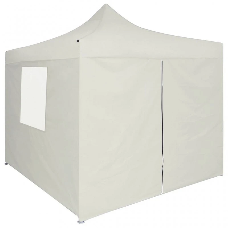 Gazebo Professionale Pieghevole Con 4 Pareti 2x2m Acciaio Crema 3 Gazebo Professionale Pieghevole Con 4 Pareti 2x2m Acciaio Crema - immagine 3