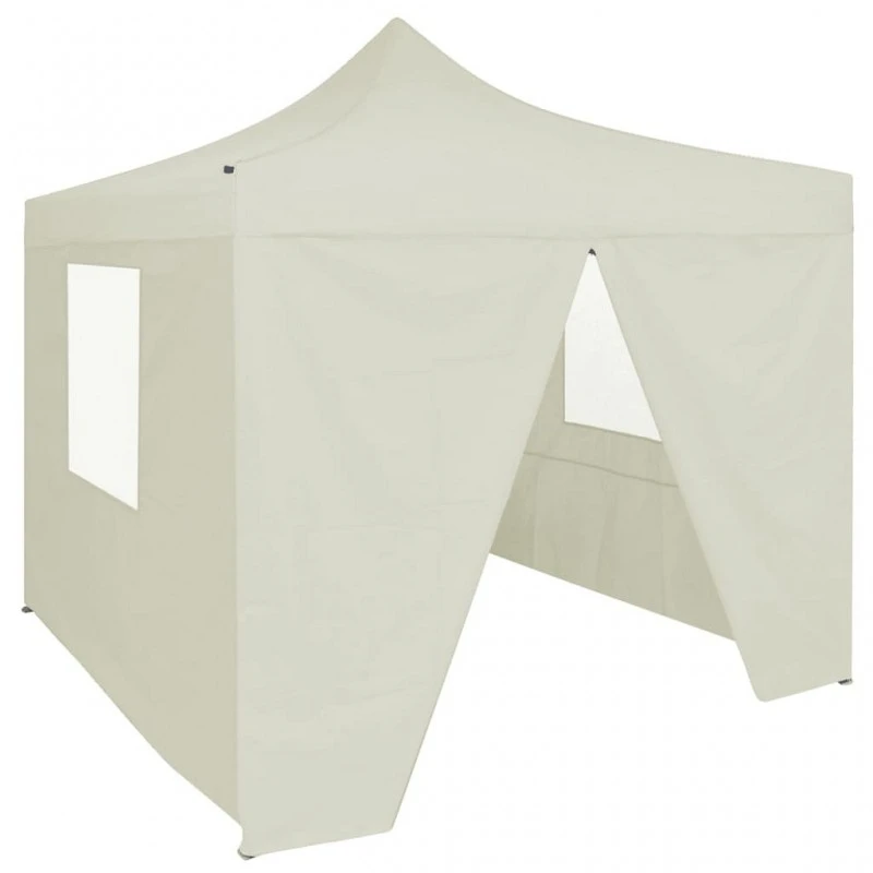 Gazebo Professionale Pieghevole Con 4 Pareti 2x2m Acciaio Crema 1 Gazebo Professionale Pieghevole Con 4 Pareti 2x2m Acciaio Crema