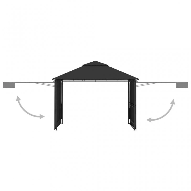 Gazebo Tetto Doppio Estendibile 3x3x2,75 M Antracite 180 G/m² 3 Gazebo Tetto Doppio Estendibile 3x3x2,75 M Antracite 180 G/m² - immagine 3