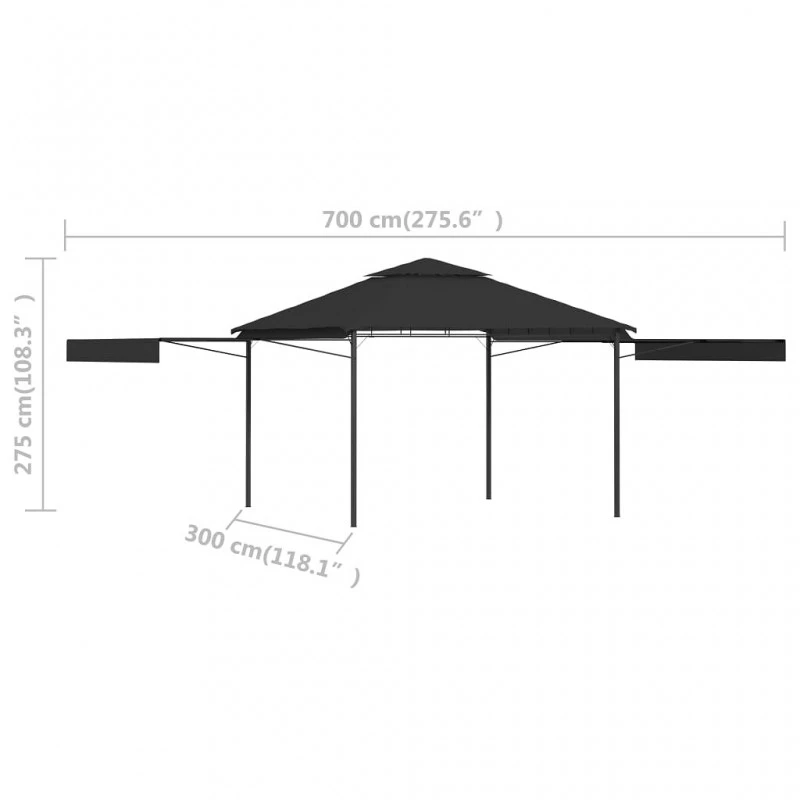 Gazebo Tetto Doppio Estendibile 3x3x2,75 M Antracite 180 G/m² 9 Gazebo Tetto Doppio Estendibile 3x3x2,75 M Antracite 180 G/m² - immagine 9
