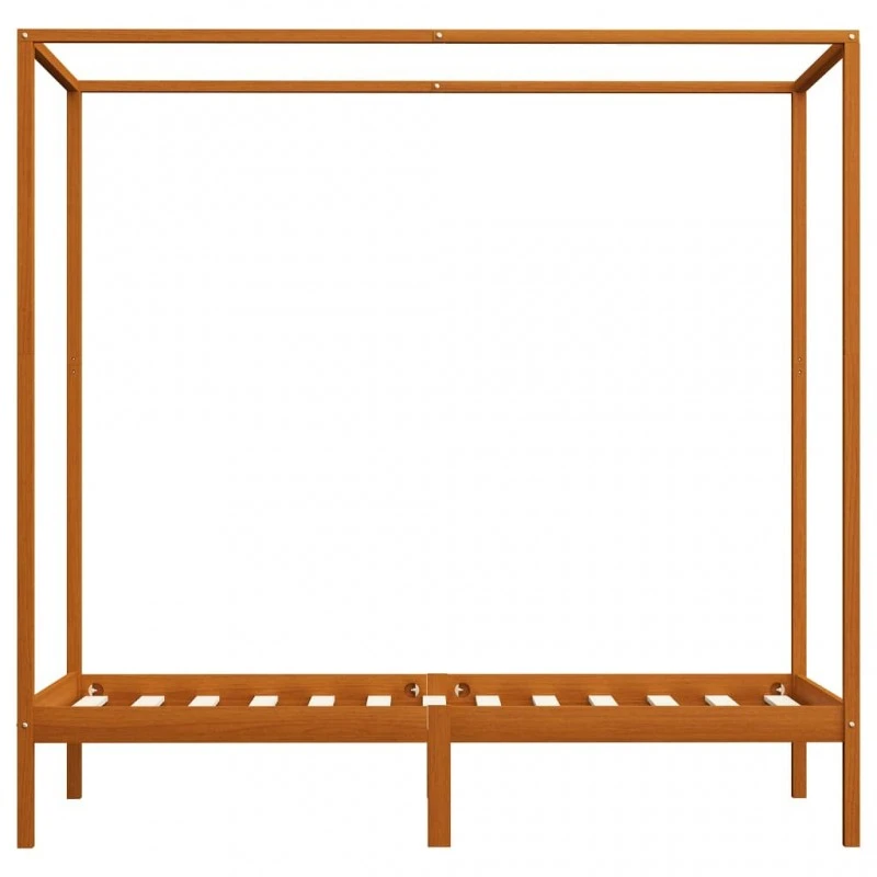 Giroletto A Baldacchino Marrone Miele Massello Pino 90x200 Cm 3 Giroletto A Baldacchino Marrone Miele Massello Pino 90x200 Cm - immagine 3