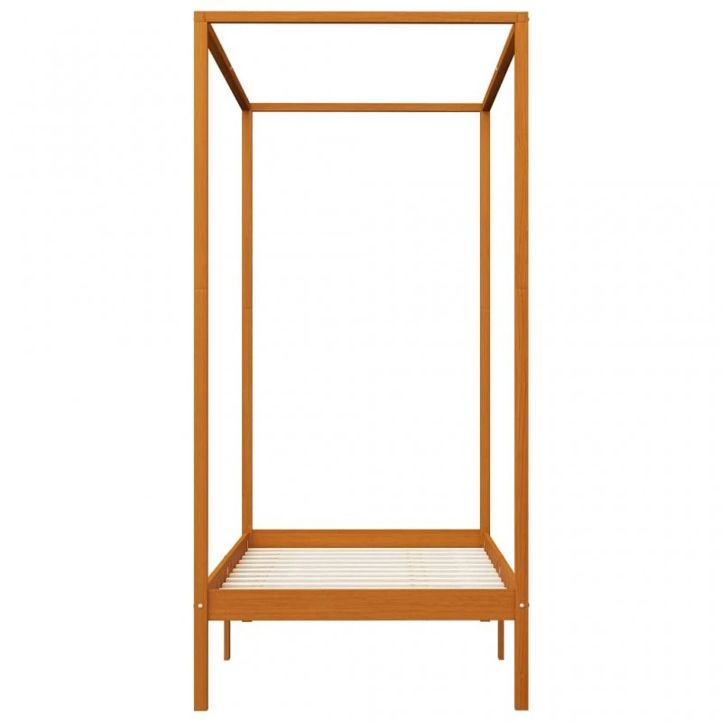 Giroletto A Baldacchino Marrone Miele Massello Pino 90x200 Cm 4 Giroletto A Baldacchino Marrone Miele Massello Pino 90x200 Cm - immagine 4