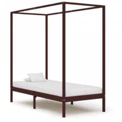 Giroletto A Baldacchino Marrone Scuro Massello Pino 90x200 Cm