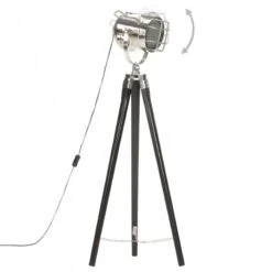 Lampada A Treppiede A Pavimento Nera In Legno Di Mango 97 Cm -Garden Home lampada a treppiede a pavimento nera in legno di mango 97 cm 2