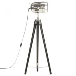 Lampada A Treppiede A Pavimento Nera In Legno Di Mango 97 Cm -Garden Home lampada a treppiede a pavimento nera in legno di mango 97 cm 3