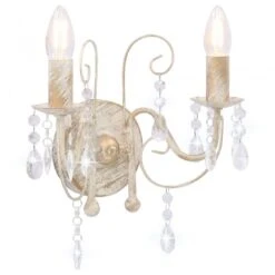 Lampada Da Muro Con Perle Bianca Per 2 Lampadine E14