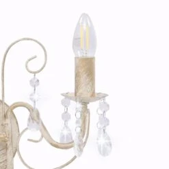 Lampada Da Muro Con Perle Bianca Per 2 Lampadine E14 -Garden Home lampada da muro con perle bianca per 2 lampadine e14 4
