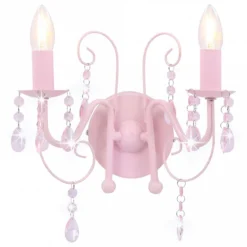 Lampada Da Muro Con Perle Rosa 2 Lampadine E14 7 Lampada Da Muro Con Perle Rosa 2 Lampadine E14 -Garden Home lampada da muro con perle rosa 2 lampadine e14 2