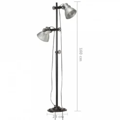 Lampada Da Pavimento Con 2 Paralumi Argento E27 In Ghisa -Garden Home lampada da pavimento con 2 paralumi argento e27 in ghisa 9