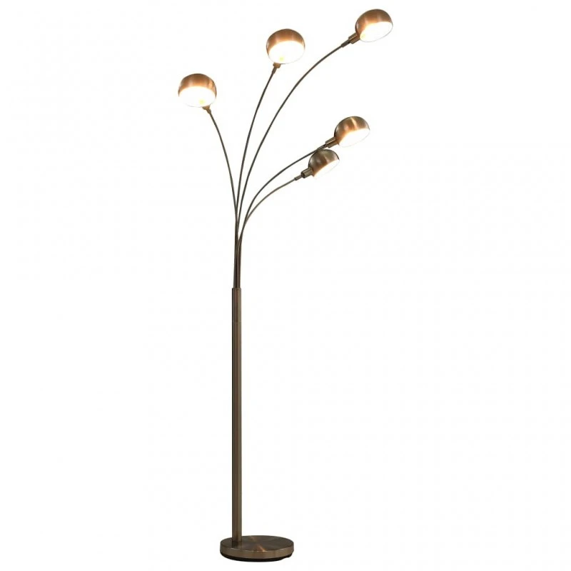 Lampada Da Terra 200 Cm 5 Bulbi E14 Argento 1 Lampada Da Terra 200 Cm 5 Bulbi E14 Argento