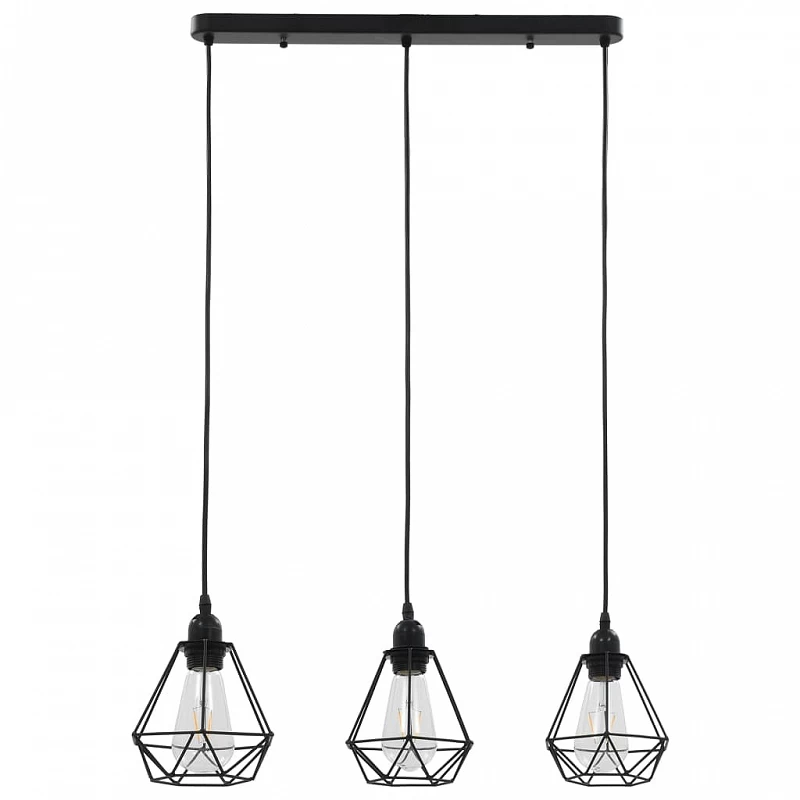 Lampadario Con Design Diamante Nero 3 Lampadine E27 3 Lampadario Con Design Diamante Nero 3 Lampadine E27 - immagine 3