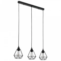 Lampadario Con Design Diamante Nero 3 Lampadine E27