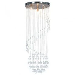 Lampadario Con Perle Di Cristallo A Spirale Argento G9