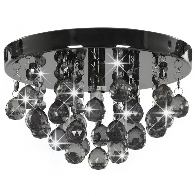 Lampadario Con Perle Fumé Tondo Nero G9 2 Lampadario Con Perle Fumé Tondo Nero G9 - immagine 2
