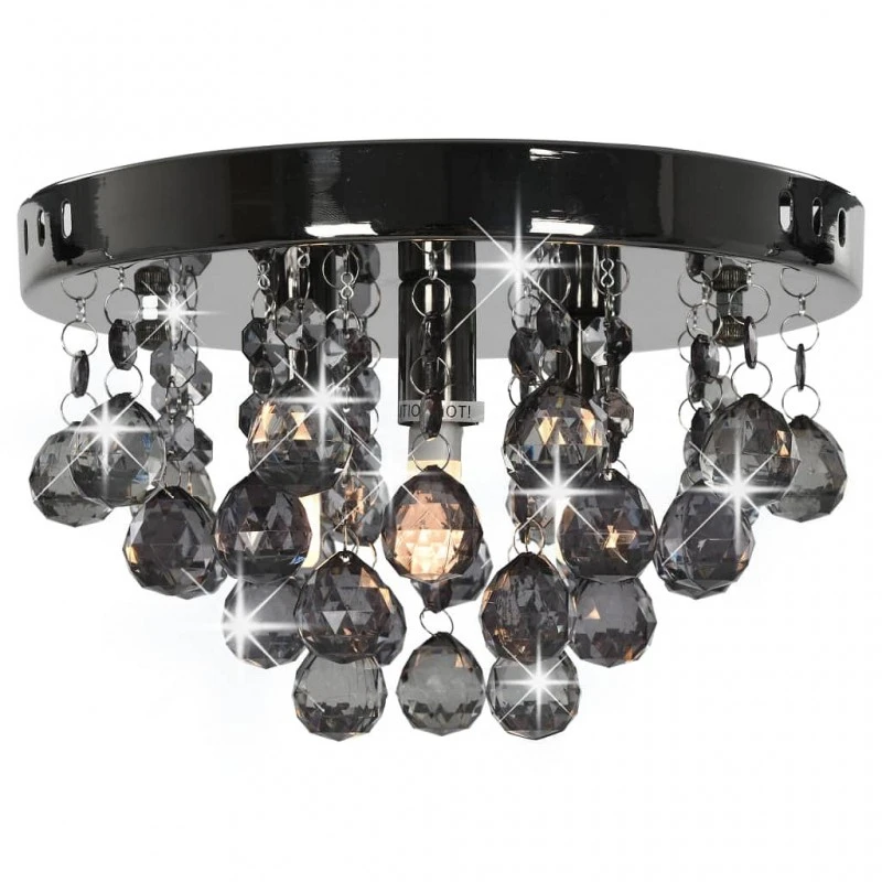 Lampadario Con Perle Fumé Tondo Nero G9 3 Lampadario Con Perle Fumé Tondo Nero G9 - immagine 3