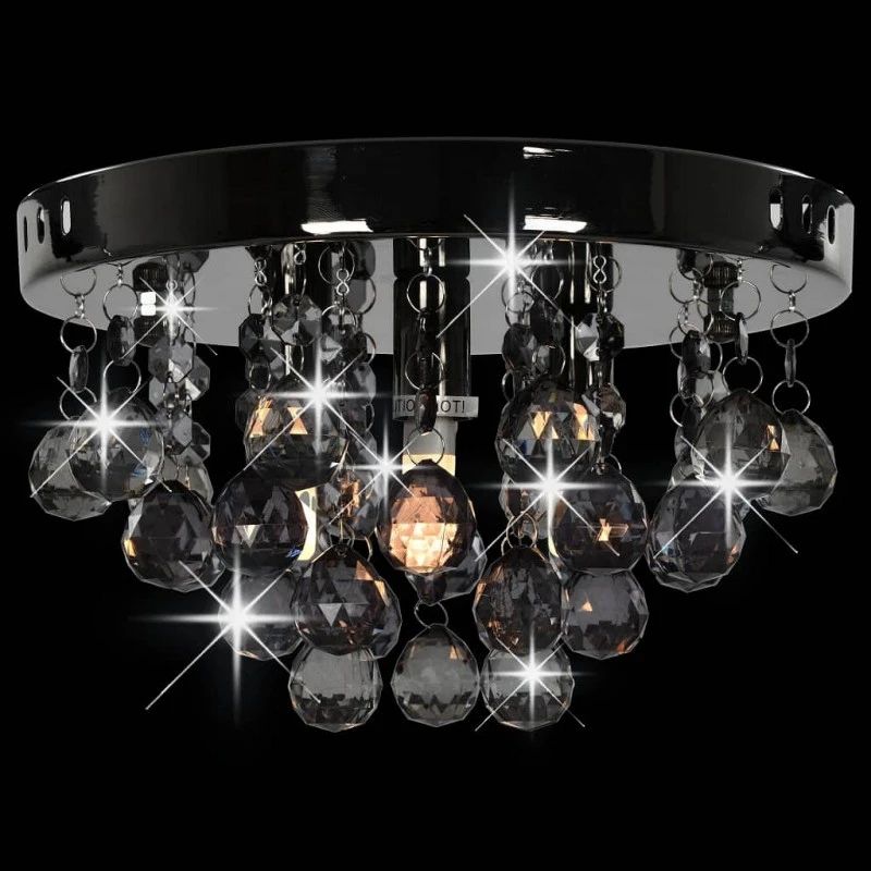 Lampadario Con Perle Fumé Tondo Nero G9 5 Lampadario Con Perle Fumé Tondo Nero G9 - immagine 5