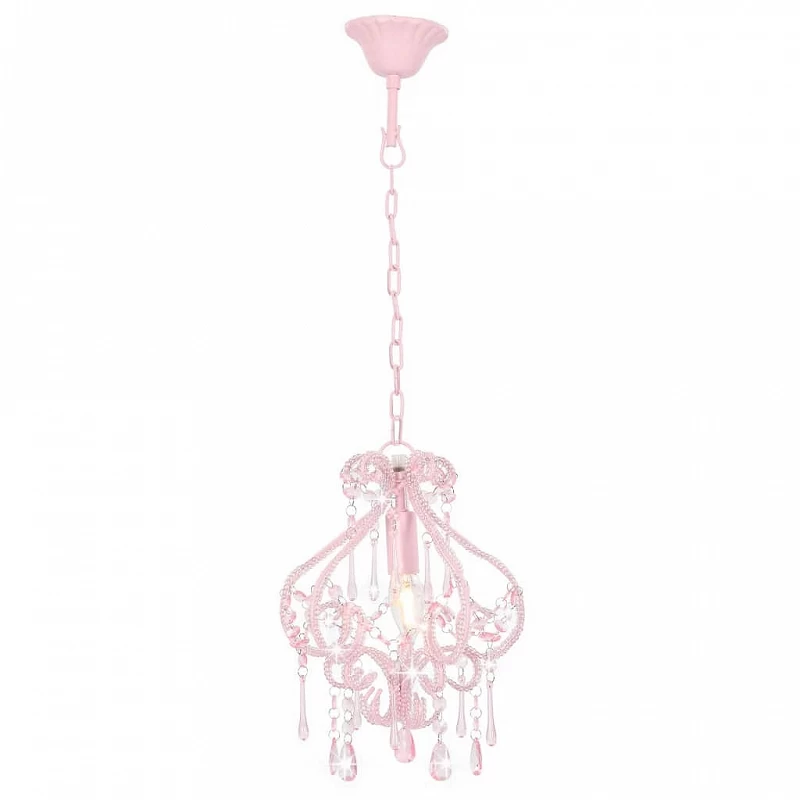 Lampadario Con Perle Rosa Rotondo E14 3 Lampadario Con Perle Rosa Rotondo E14 - immagine 3