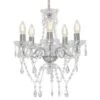 Lampadario Con Perline Di Cristallo Argento Tondo 5 E14 -Garden Home lampadario con perline di cristallo argento tondo 5 e14