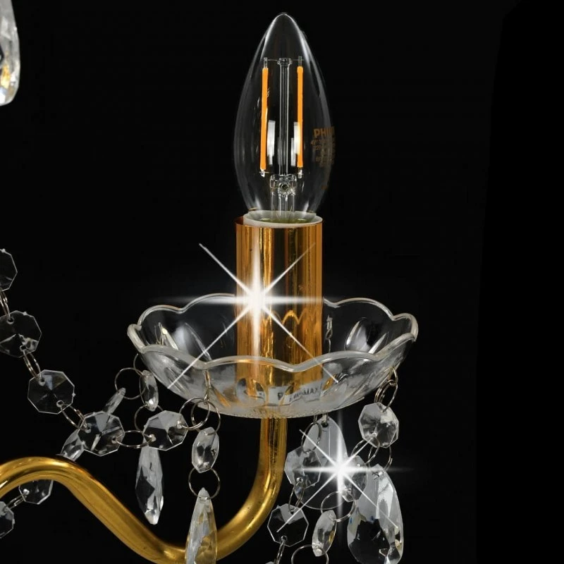 Lampadario Con Perline Dorato Tondo 3 E14 5 Lampadario Con Perline Dorato Tondo 3 E14 - immagine 5