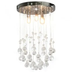 Lampadario Perle Di Cristallo A Sfera Argento 3 Lampadine G9