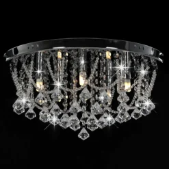 Lampadario Perle Di Cristallo Argento Rotondo 4 Lampadine G9 -Garden Home lampadario perle di cristallo argento rotondo 4 lampadine g9 3