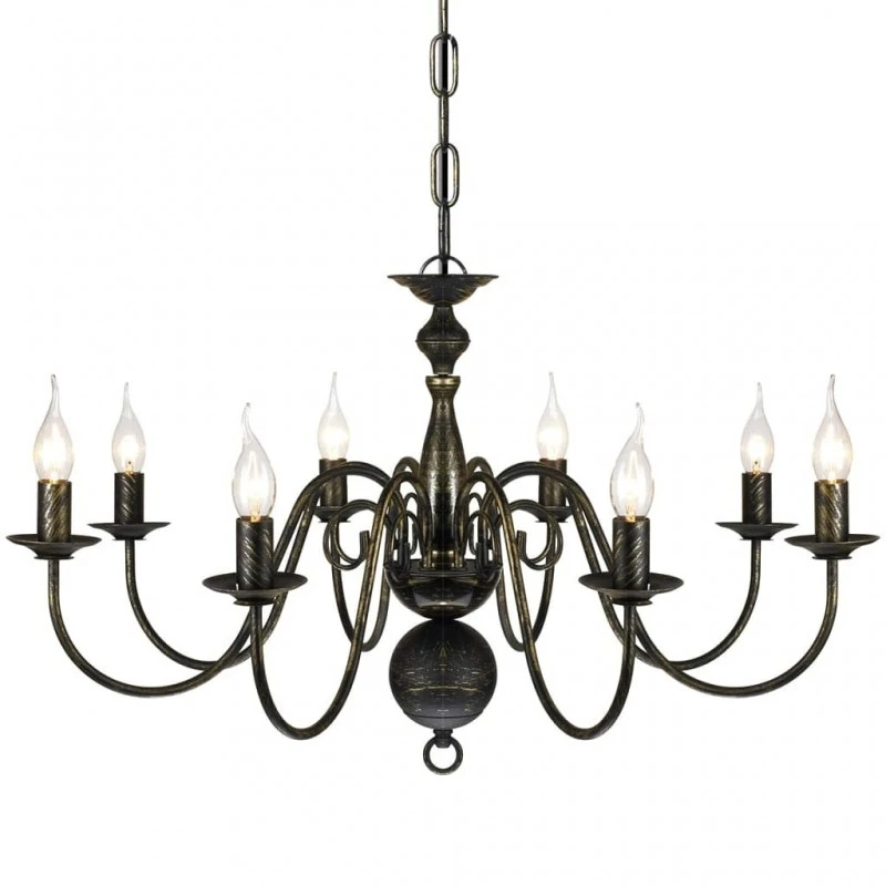 Lampadario Stile Antico Metallo Nero Lampadine 8 X E14 3 Lampadario Stile Antico Metallo Nero Lampadine 8 X E14 - immagine 3