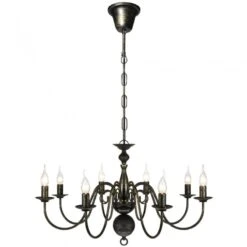 Lampadario Stile Antico Metallo Nero Lampadine 8 X E14