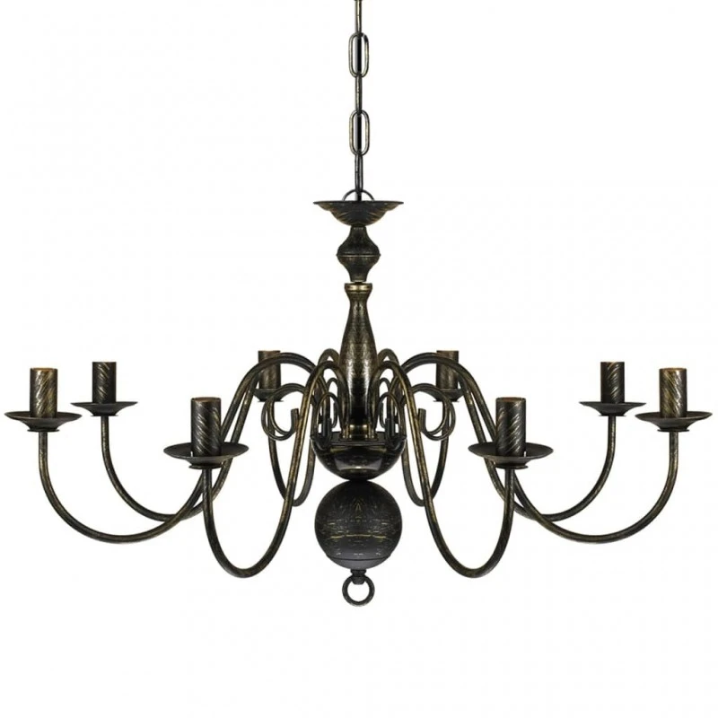 Lampadario Stile Antico Metallo Nero Lampadine 8 X E14 4 Lampadario Stile Antico Metallo Nero Lampadine 8 X E14 - immagine 4