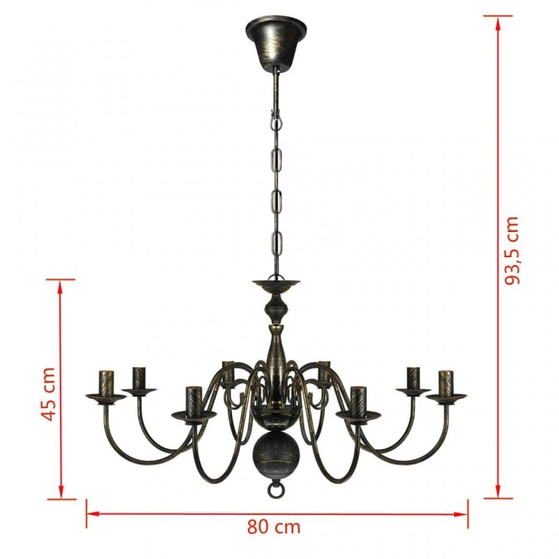 Lampadario Stile Antico Metallo Nero Lampadine 8 X E14 6 Lampadario Stile Antico Metallo Nero Lampadine 8 X E14 - immagine 6