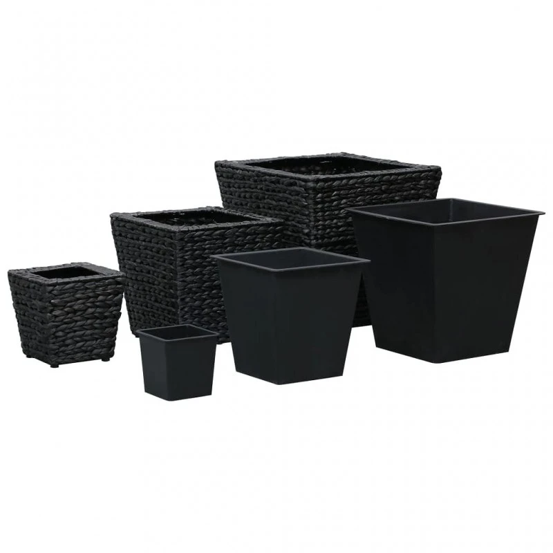 Letti Rialzati Da Giardino 3 Pz In Giacinto Intrecciato Nero 2 Letti Rialzati Da Giardino 3 Pz In Giacinto Intrecciato Nero - immagine 2