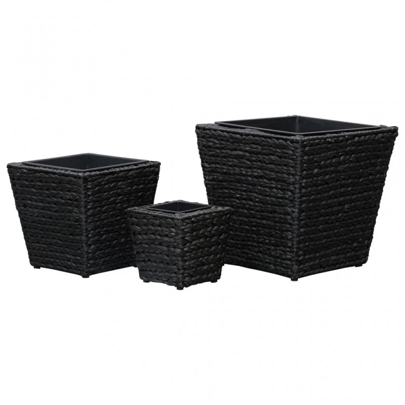 Letti Rialzati Da Giardino 3 Pz In Giacinto Intrecciato Nero 4 Letti Rialzati Da Giardino 3 Pz In Giacinto Intrecciato Nero - immagine 4