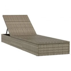 Lettino Con Cuscino Grigio 201x55x62 Cm In Polyrattan -Garden Home lettino con cuscino grigio 201x55x62 cm in polyrattan 2