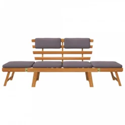Lettino Da Giardino 2 In 1 Con Cuscino 190 Cm Massello Acacia -Garden Home lettino da giardino 2 in 1 con cuscino 190 cm massello acacia 2