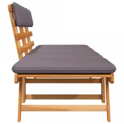 Lettino Da Giardino 2 In 1 Con Cuscino 190 Cm Massello Acacia -Garden Home lettino da giardino 2 in 1 con cuscino 190 cm massello acacia 6