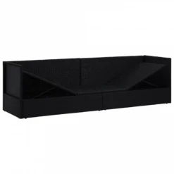 Lettino Da Giardino Con Cuscini In Polyrattan Nero -Garden Home lettino da giardino con cuscini in polyrattan nero 2