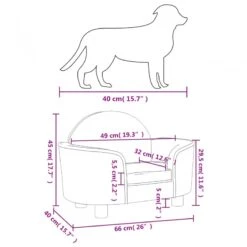 Lettino Per Cani Grigio Chiaro 66x40x45 Cm In Velluto -Garden Home lettino per cani grigio chiaro 66x40x45 cm in velluto 6