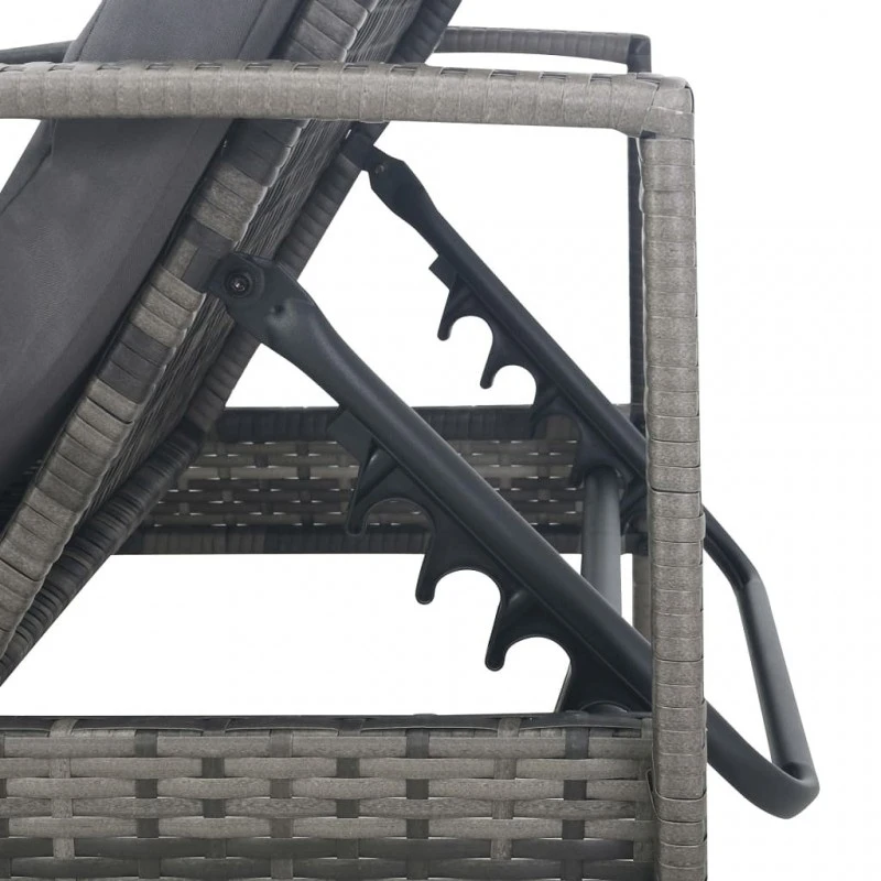 Lettino Prendisole Con Braccioli In Polyrattan Grigio 6 Lettino Prendisole Con Braccioli In Polyrattan Grigio - immagine 6