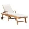 Lettino Prendisole Con Cuscino In Massello Di Teak Crema -Garden Home lettino prendisole con cuscino in massello di teak crema