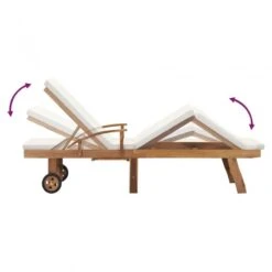 Lettino Prendisole Con Cuscino In Massello Di Teak Crema -Garden Home lettino prendisole con cuscino in massello di teak crema 5