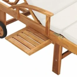 Lettino Prendisole Con Cuscino In Massello Di Teak Crema -Garden Home lettino prendisole con cuscino in massello di teak crema 7