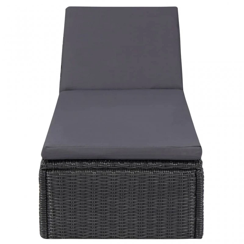 Lettino Prendisole In Polyrattan Nero E Grigio Scuro 2 Lettino Prendisole In Polyrattan Nero E Grigio Scuro - immagine 2