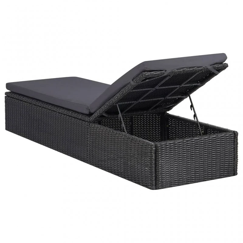 Lettino Prendisole In Polyrattan Nero E Grigio Scuro 4 Lettino Prendisole In Polyrattan Nero E Grigio Scuro - immagine 4