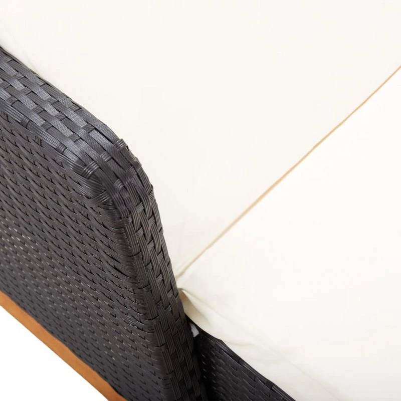 Lettino Prendisole Polyrattan E Legno Massello Di Acacia Nero 7 Lettino Prendisole Polyrattan E Legno Massello Di Acacia Nero - immagine 7