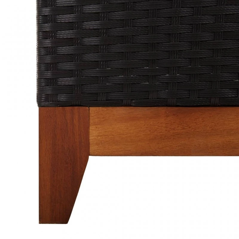 Lettino Prendisole Polyrattan E Legno Massello Di Acacia Nero 8 Lettino Prendisole Polyrattan E Legno Massello Di Acacia Nero - immagine 8