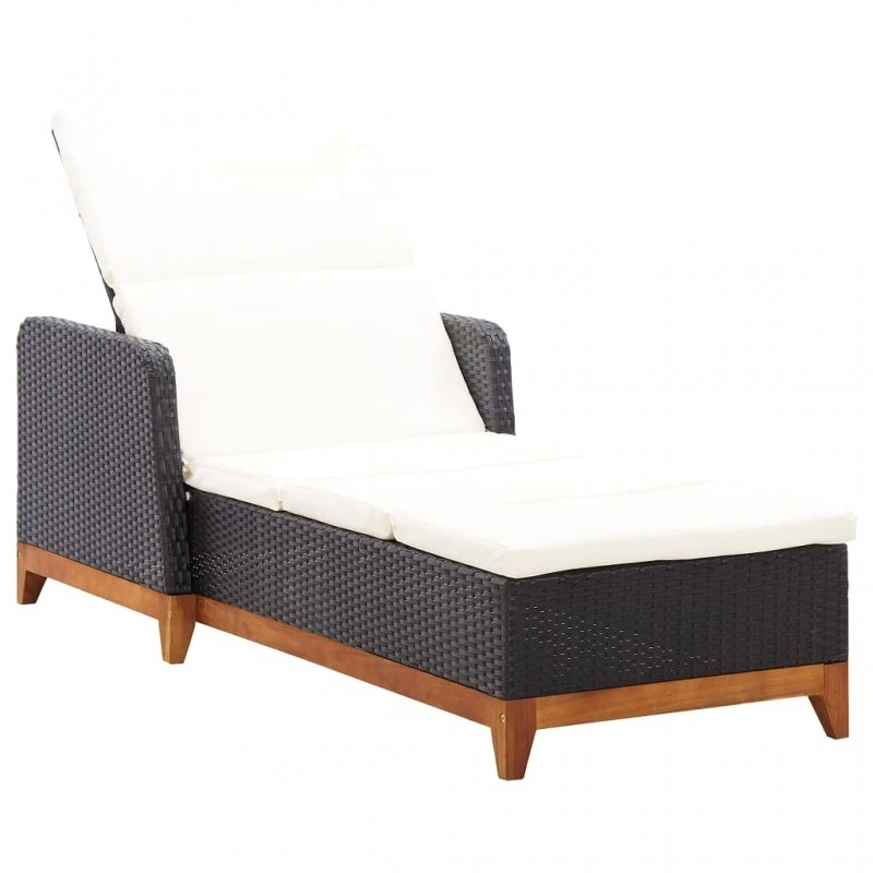 Lettino Prendisole Polyrattan E Legno Massello Di Acacia Nero 1 Lettino Prendisole Polyrattan E Legno Massello Di Acacia Nero