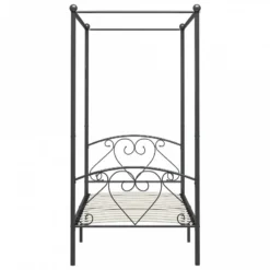 Letto A Baldacchino Grigio In Metallo 100x200 Cm 7 Letto A Baldacchino Grigio In Metallo 100x200 Cm -Garden Home letto a baldacchino grigio in metallo 100x200 cm 2