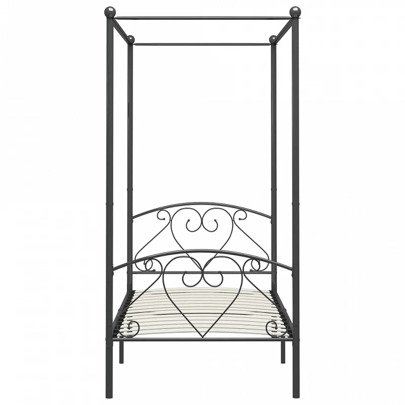 Letto A Baldacchino Grigio In Metallo 100x200 Cm 3 Letto A Baldacchino Grigio In Metallo 100x200 Cm - immagine 3