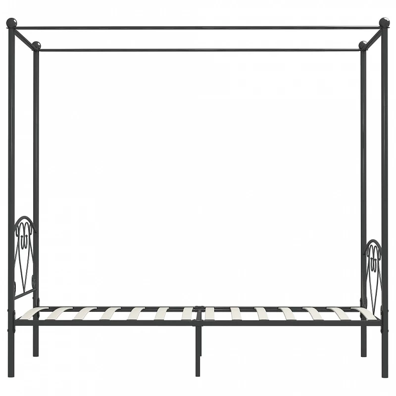 Letto A Baldacchino Grigio In Metallo 100x200 Cm 4 Letto A Baldacchino Grigio In Metallo 100x200 Cm - immagine 4
